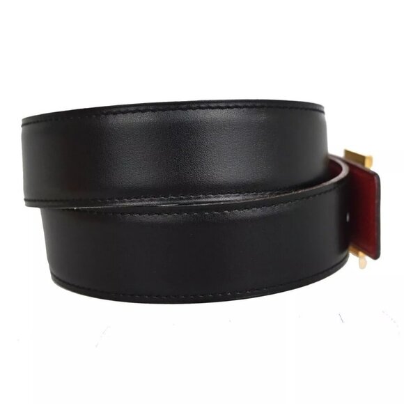 HERMES H Logo Constance Reversible Buckle Belt #70 Leather Black Red 72RH304 - Picture 11 of 12
